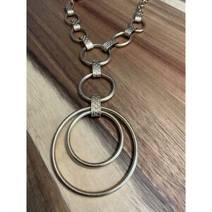 Vintage Emmons Gold Tone Long Chain Circle Dangle Necklace